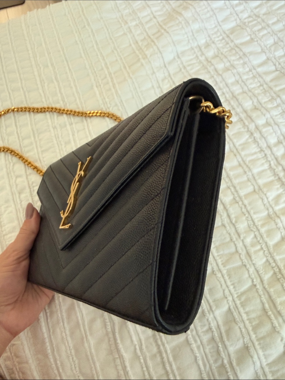 Saint Laurent Black Quilted Leather Crossbody with Gold YSL Hardware - Picture 3 of 8